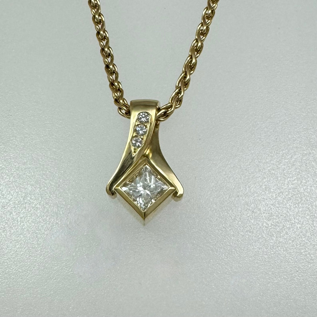 Custom Princess Cut Diamond Pendant